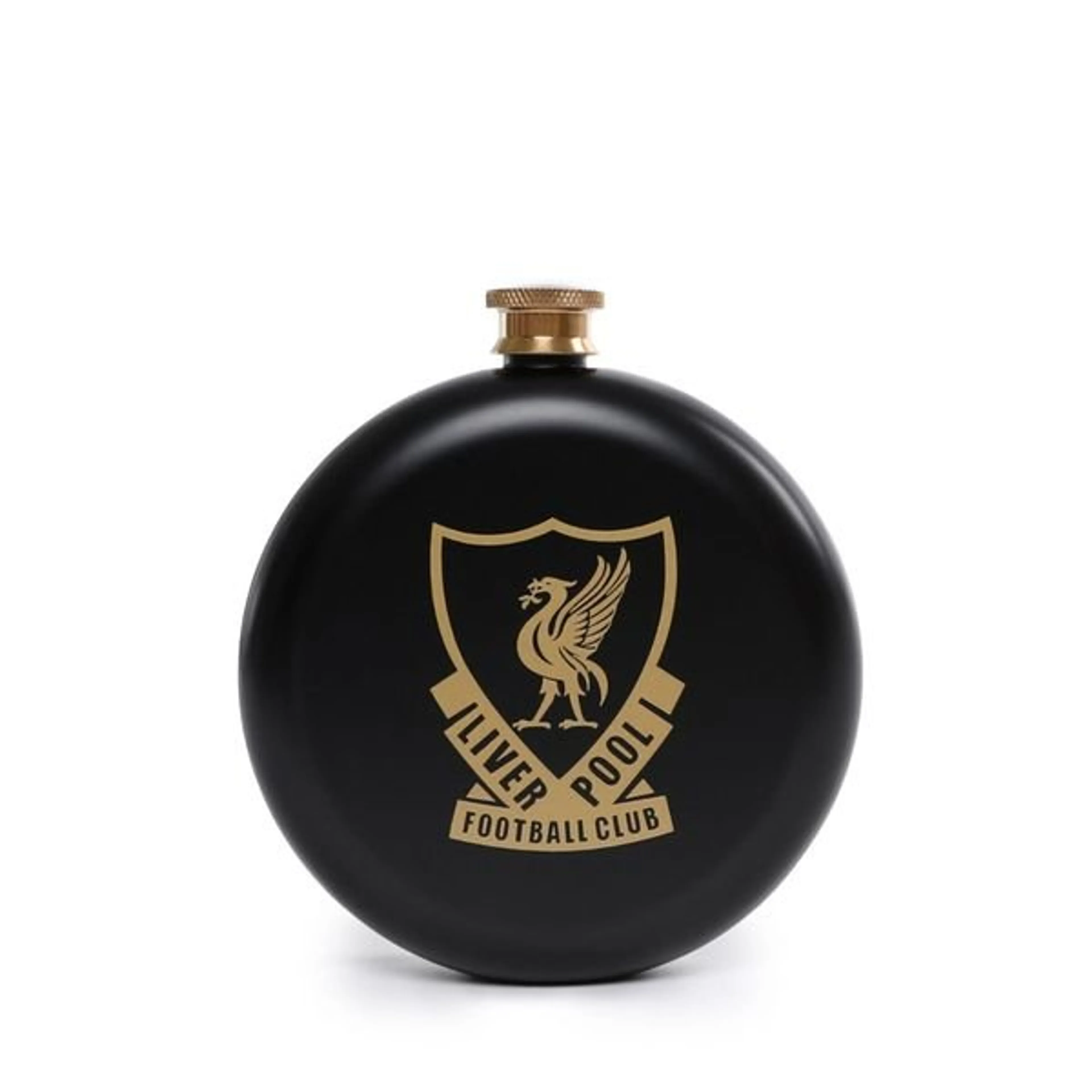 Liverpool Hip Flask Liverbird Logo - Black/Gold