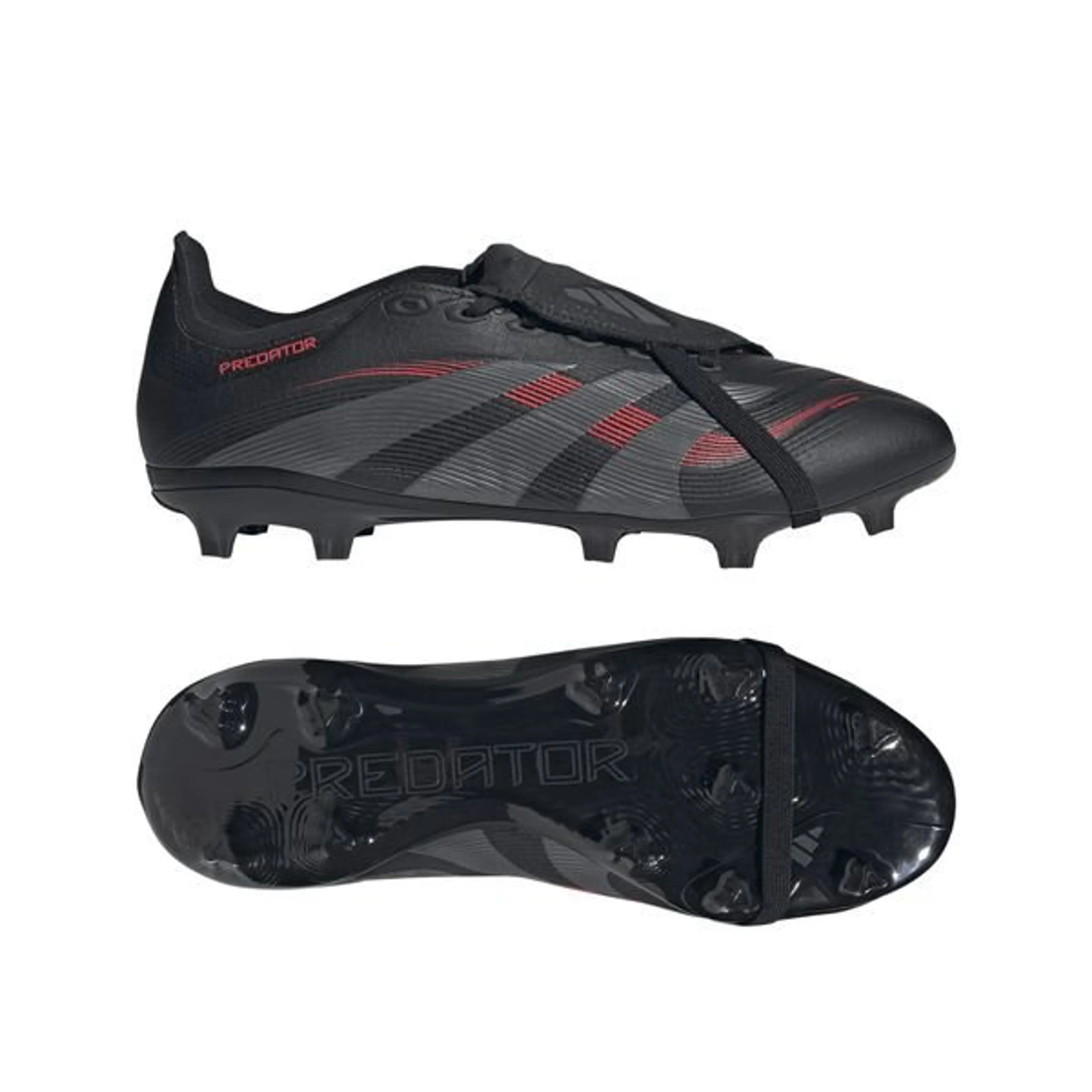 adidas Predator League Fold-over Tongue FG/AG Stealth Victory - Zwart/Grijs/Lucid Red