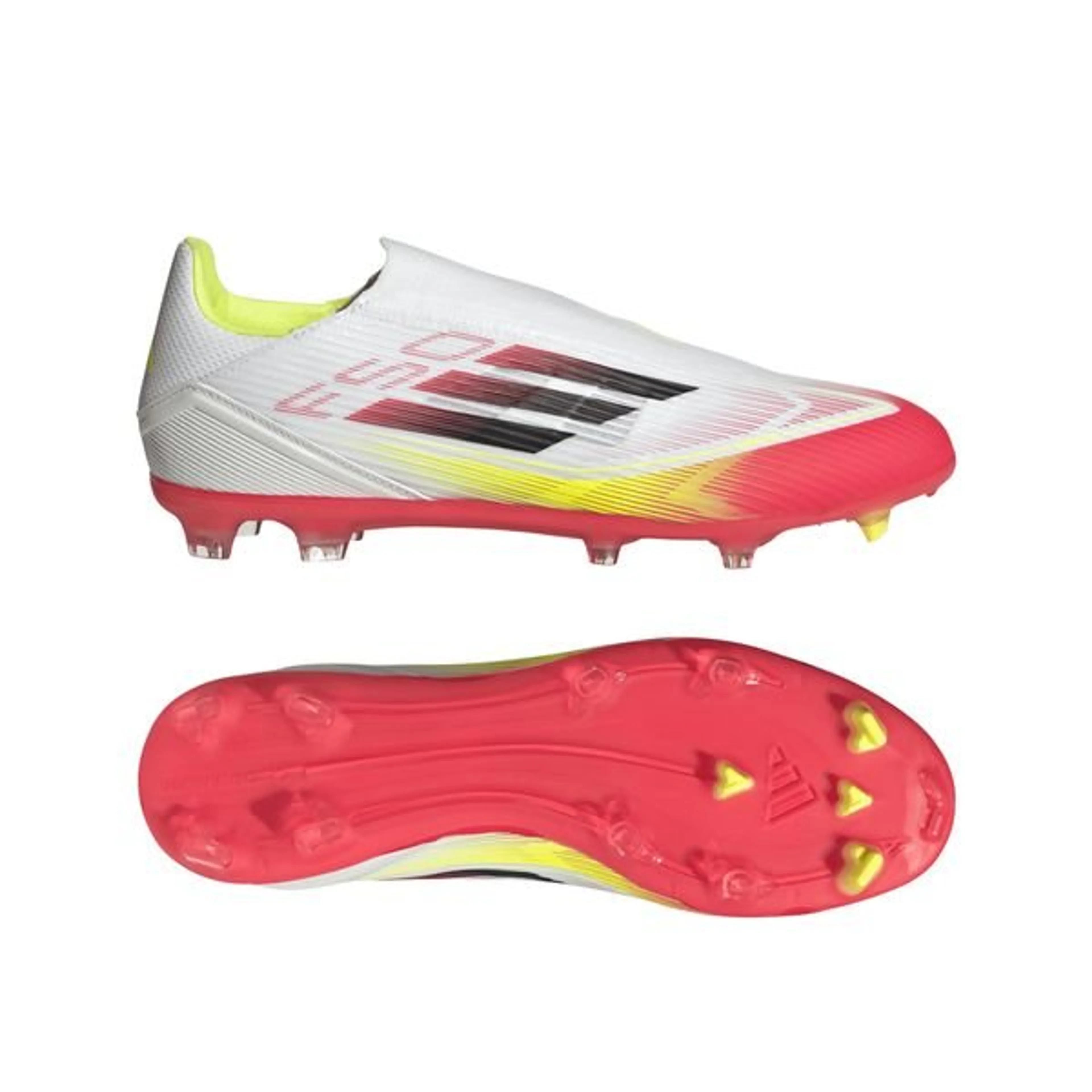 adidas F50 League Laceless FG/AG Pure Victory - Wit/Zwart/Geel