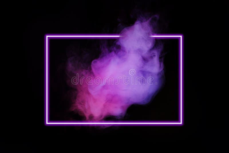 Abstract Neon Light Smoke Effect with Neon Frame on Black ...