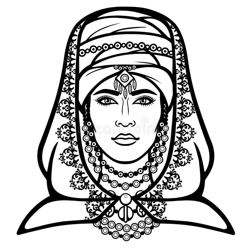 African Beauty: Animation Portrait of the Beautiful Woman in a Turban ...