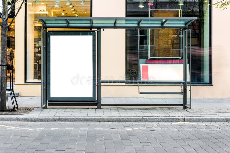 Blank White Mockup of Vertical Poster Light Box in a Bus Stop Stock ...