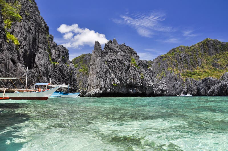 Boat on Shimizu Island Near El Nido - Palawan, Philippines Stock Image ...