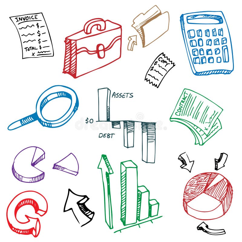 Business Financial Accounting Drawing Set vector illustration