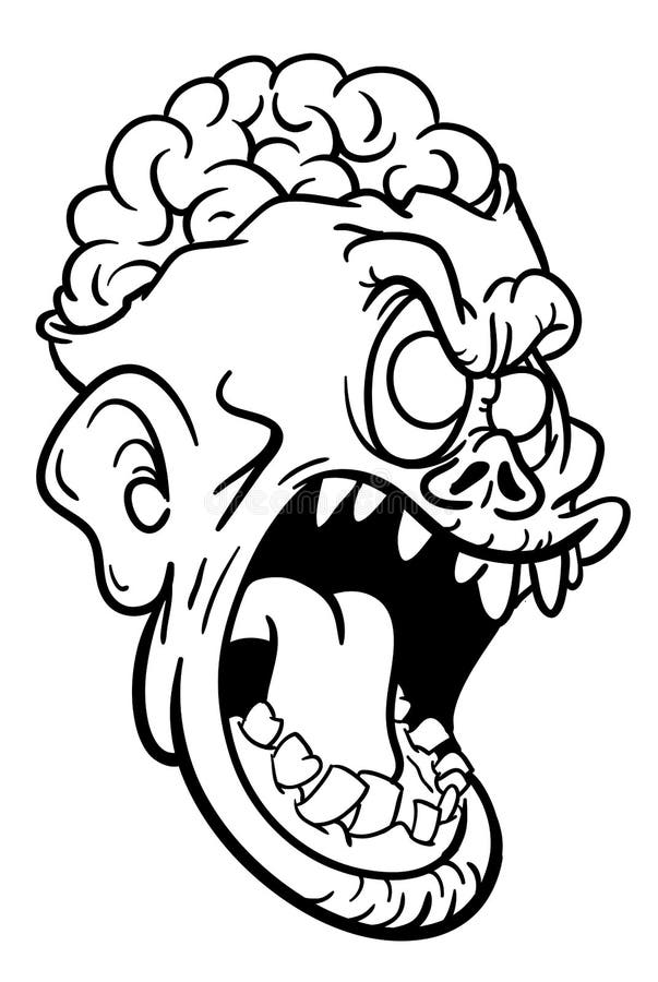 Cartoon Funny Green Zombie Character Design with Scary Face Expression ...