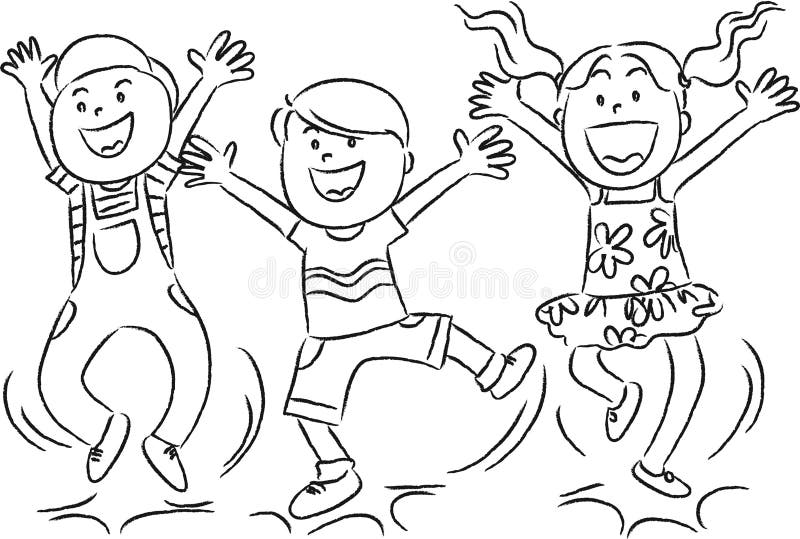 Cartoon happy jumping kids stock illustration. Illustration of emotion ...