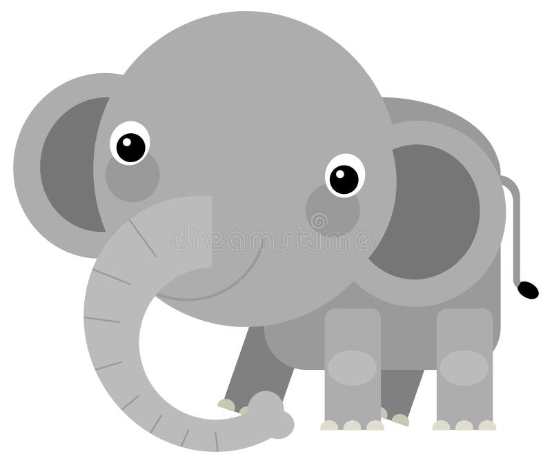 Cartoon Wild Animal Happy Young Elephant Isolated Illustration for ...