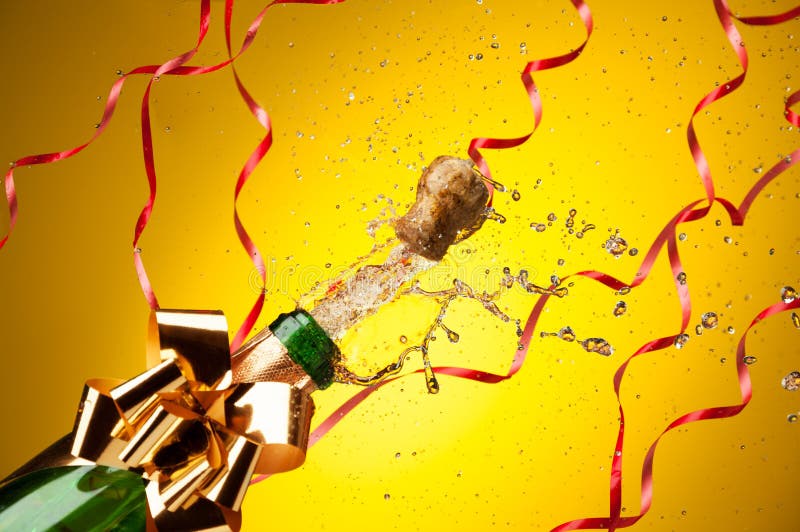 Champagne Splashes From Just Opened Bottle Stock Image - Image of ...