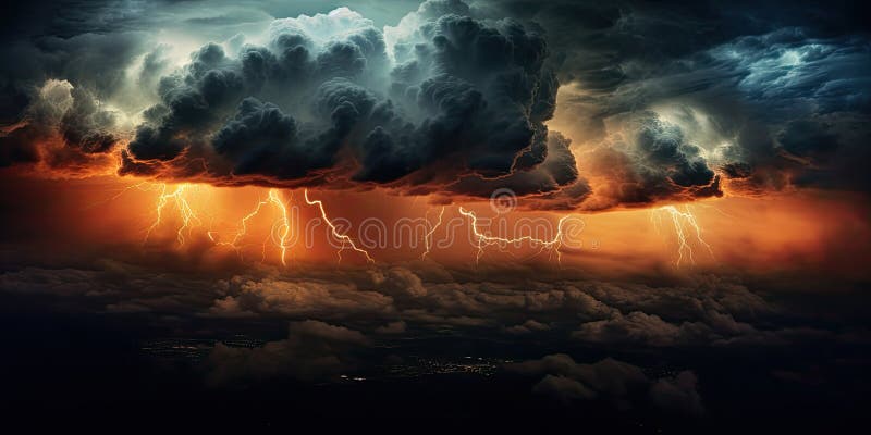 Stormy Clouds, Thunder and Lightning Stock Image - Image of blue, storm ...