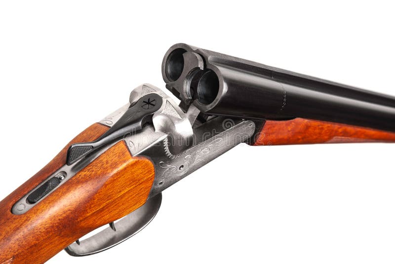 Close-up of an Open Classic Double-barreled Hunting Shotgun. Weapons ...