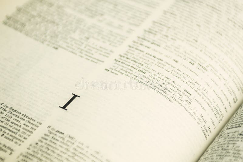 Closeup letter I in English dictionary royalty free stock photos