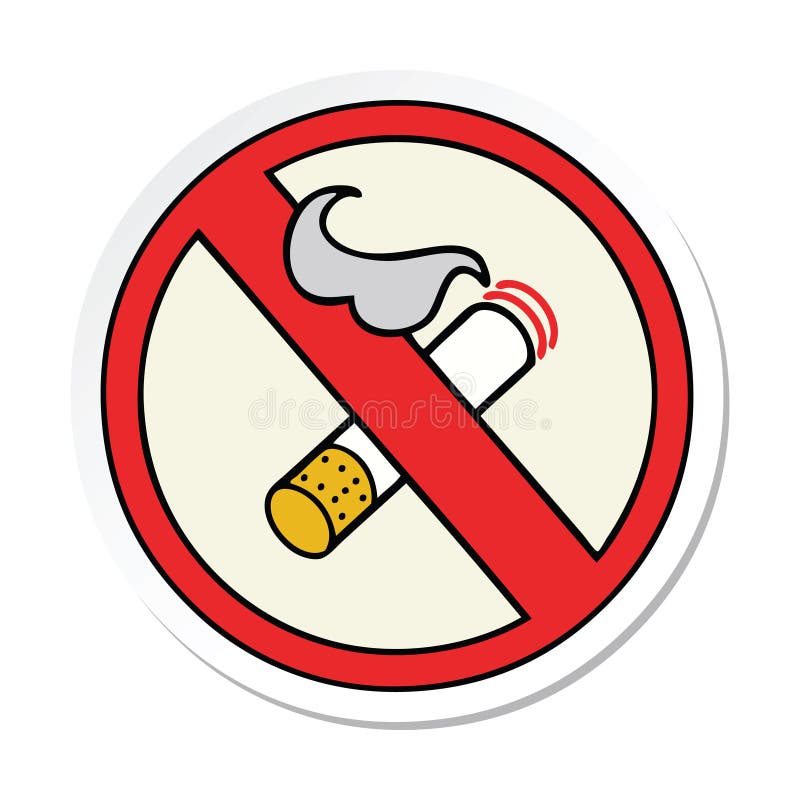 sticker of a cute cartoon no smoking allowed sign