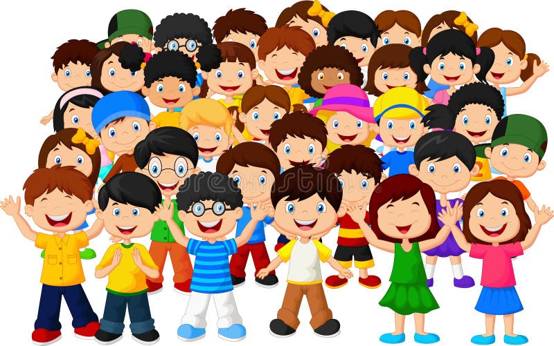 Crowd of Children Cartoon with Blank Space Stock Vector - Illustration ...