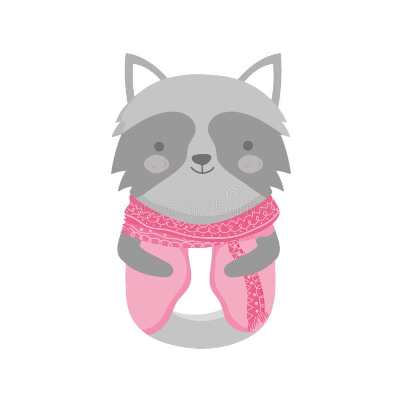 Cute Raccoon with Pink Sweater Merry Christmas Stock Vector ...