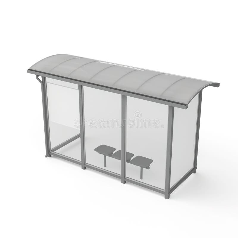 3D Rendering of a Bus Stop Shelter on a White Background Stock ...