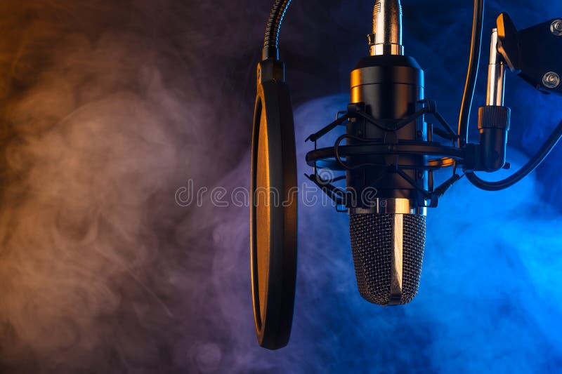 Disco Music, Karaoke, Sign. Studio Microphone on the Background of Colored  Smoke Stock Image - Image of broadcast, lights: 170353297