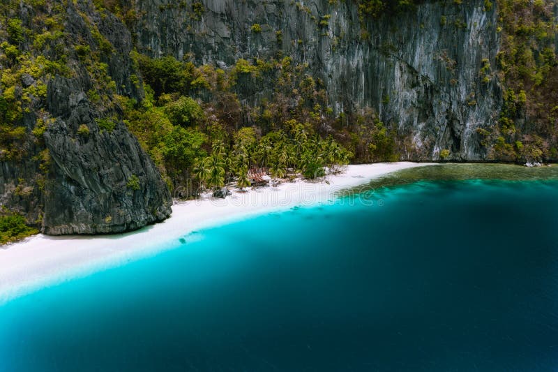 Aerial Drone Panoramic View of Uninhabited Tropical Island with Rugged ...