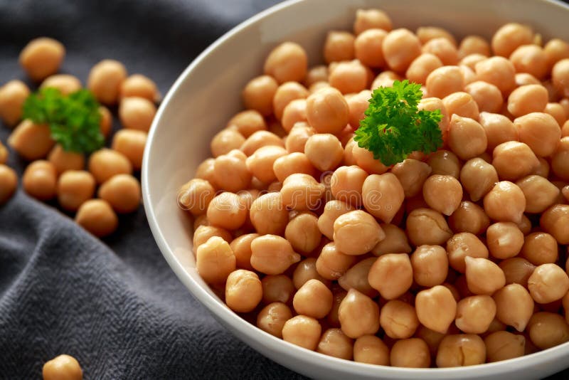 Fresh Raw Chickpeas in White Bowl. Healthy Food Stock Image - Image of ...