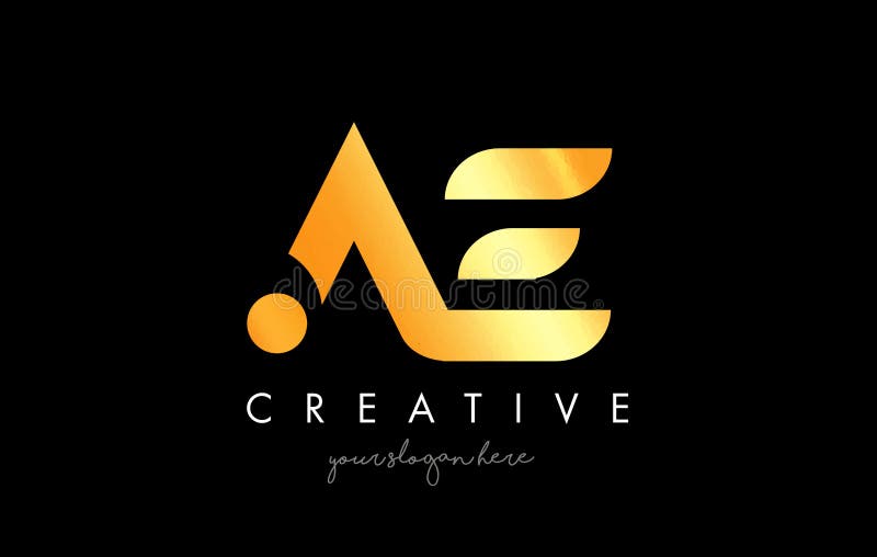 Golden Gold AE Letter Logo Design with Creative Modern Trendy ...