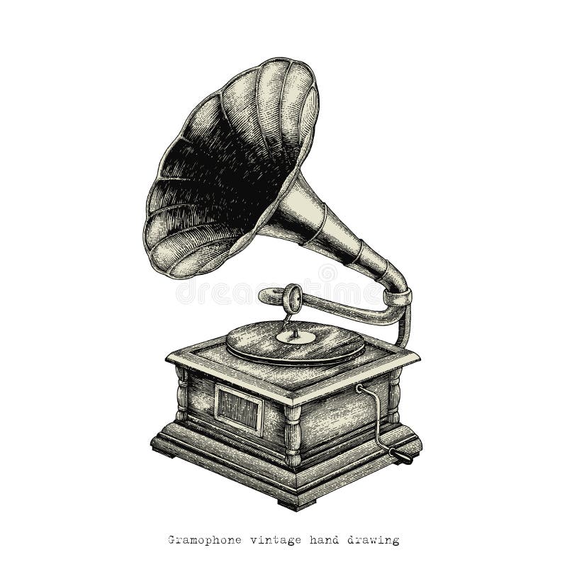 Gramophone vintage hand drawing