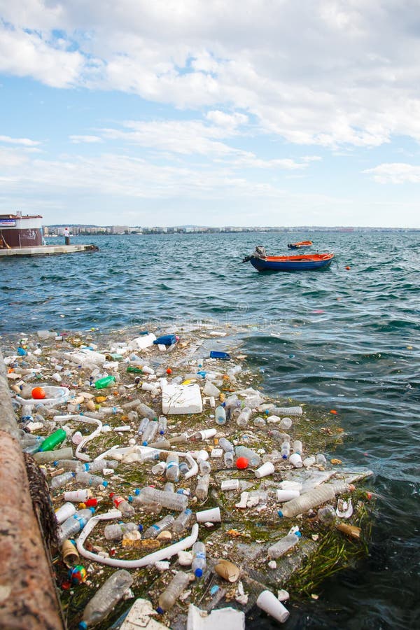 Greece Thessaloniki 2010 a Pile of Garbage in the Water at the Pier ...