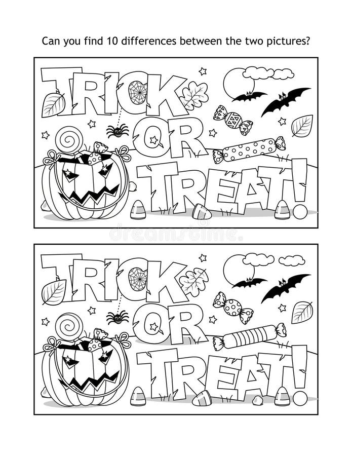 Halloween `Trick or Treat!` Find the Differences Picture Puzzle and ...