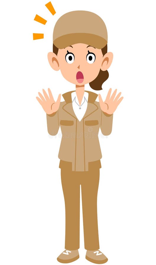 The image of a Surprised beige workwear woman vector illustration