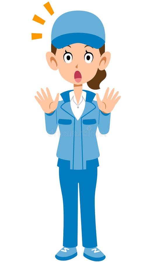 The image of a Surprised blue workwear woman vector illustration