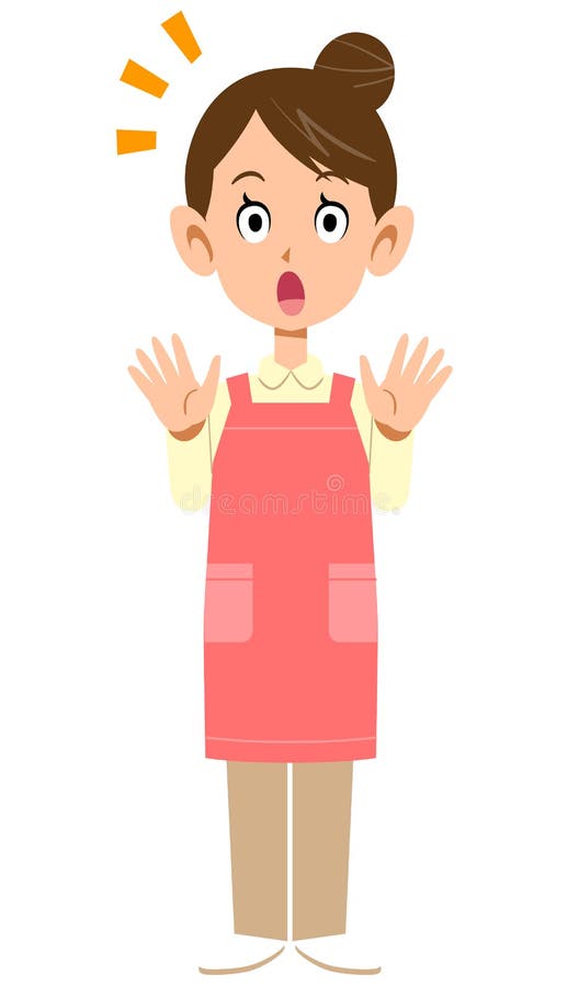 The image of a surprised Woman with  apron stock illustration