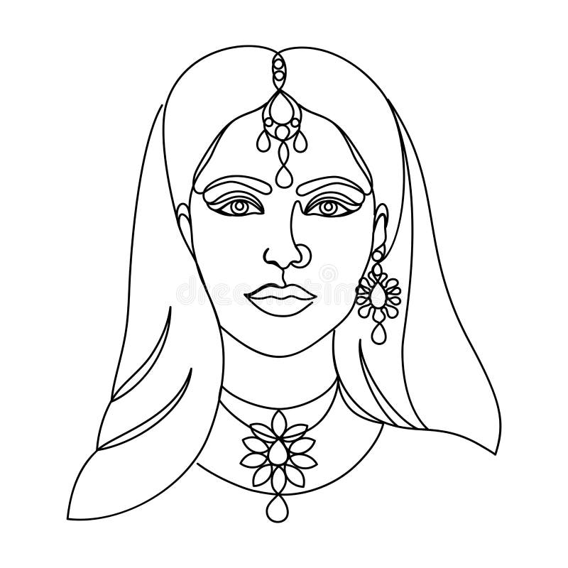 Indian Woman Continuous Line Art Stock Illustrations – 37 Indian Woman ...