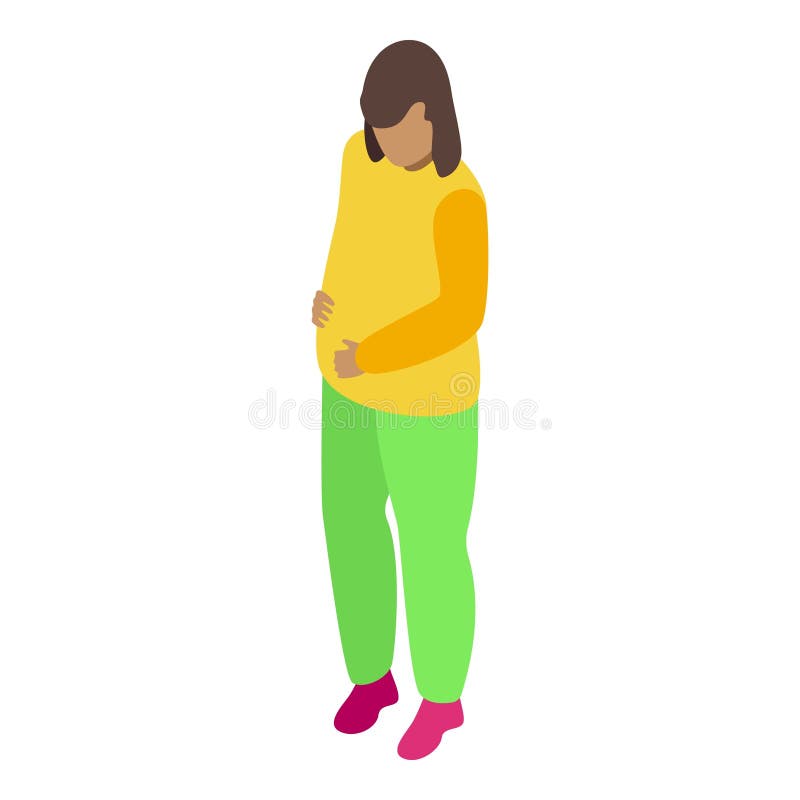 Young Pregnant Woman Holding Her Belly Isometric Icon Stock ...