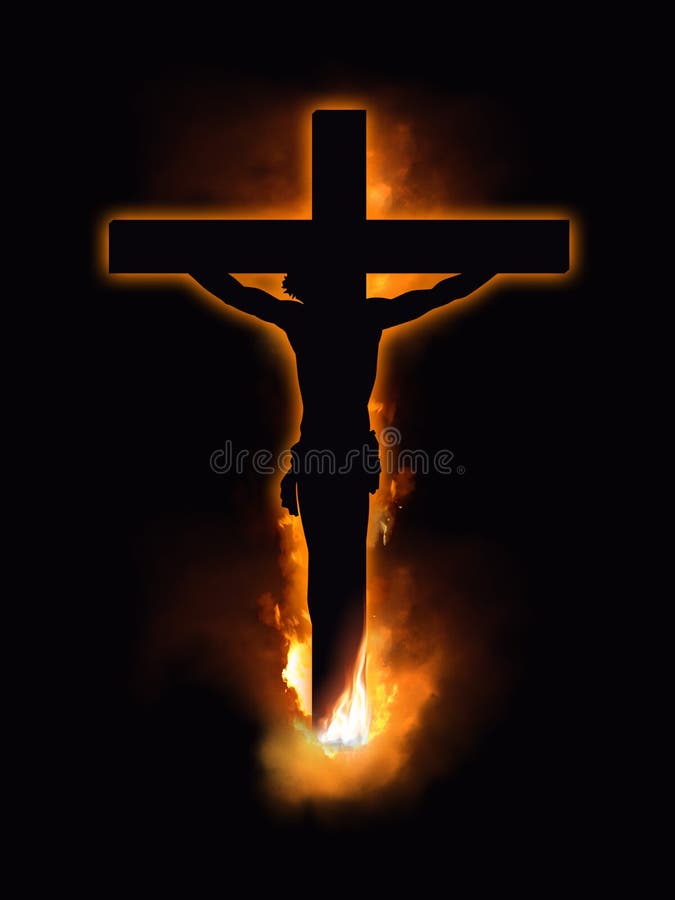 Jesus Christ cross on black background