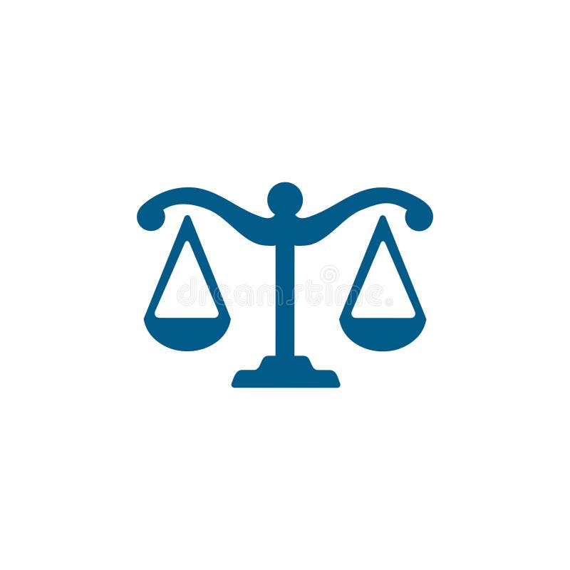 Justice Scales Icon on Blue Background. Blue Flat Style Vector ...