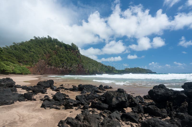 Koki Beach Dichtbij Hana Op Hawaiiaans Eiland Maui Stock Foto - Image ...