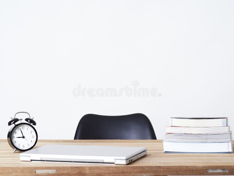 Laptop on Office Desk Wood Table Stock Image - Image of design, technology:  171862763