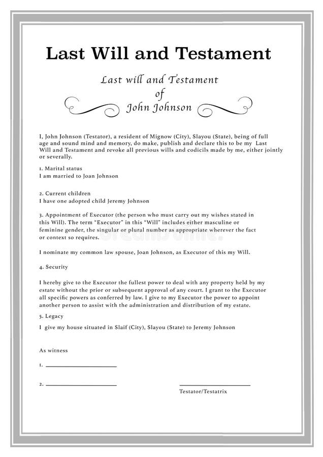 Last Will and Testament on White Paper, Illustration Stock Illustration ...