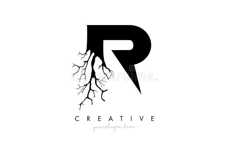 Letter R Design Logo with Creative Tree Branch. R Letter Tree Icon Logo ...