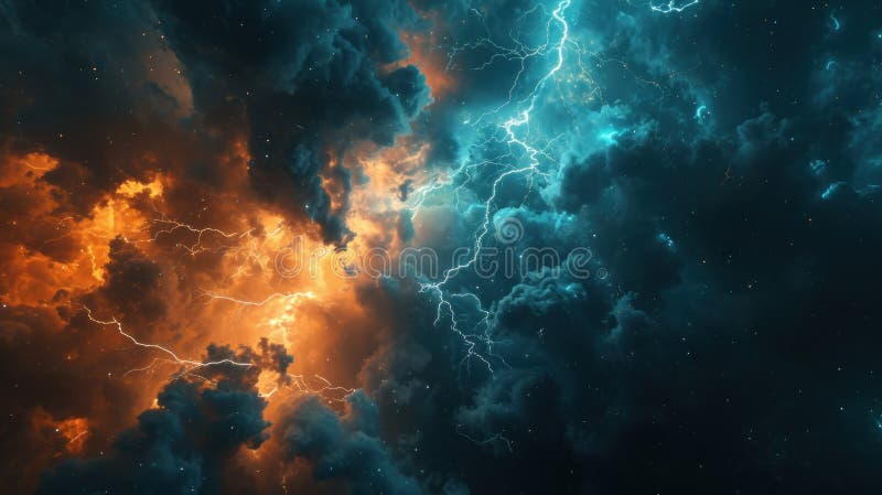 Lightning Thunderstorm Flash Over the Night Sky. Concept on Topic ...