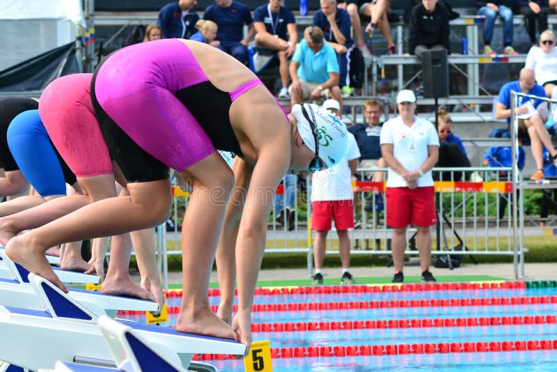 The line up at a swim launch pad