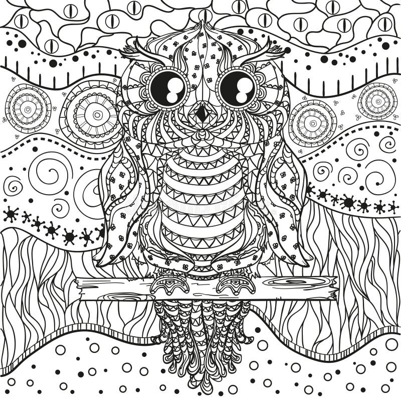 Mandala with Owl. Design Zentangle Stock Vector - Illustration of ...