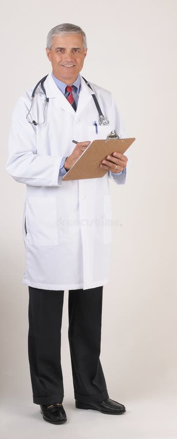 Middle aged Doctor in Lab Coat Full Length