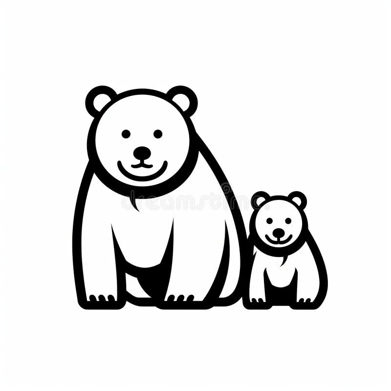 Minimal Black and White Bear Logo Design in 2d Animation Style Stock ...