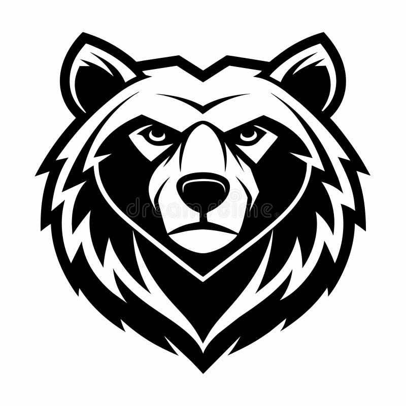 Minimal Black and White Bear Logo Design in 2d Animation Style Stock ...