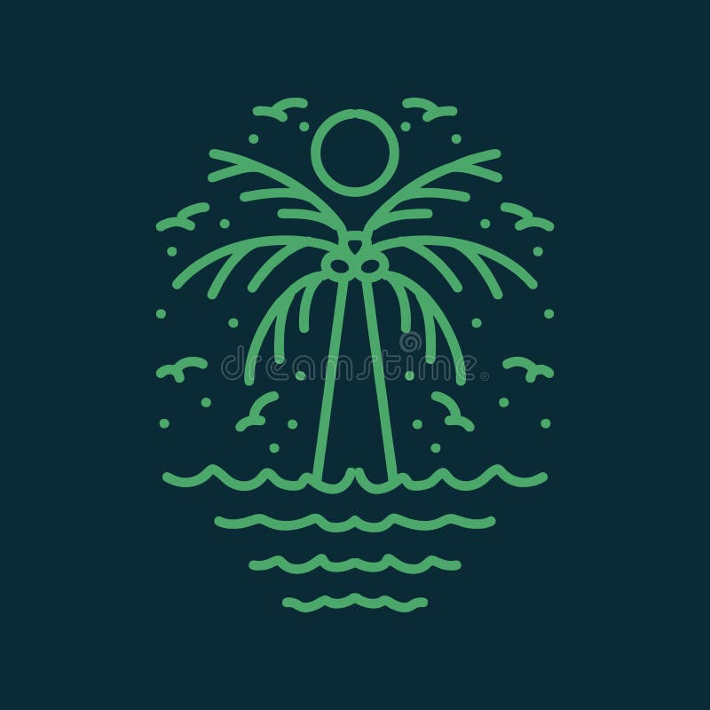 Monoline Palm Tree Vector Logo, Nature Leaf Badge, Plant Tropic ...