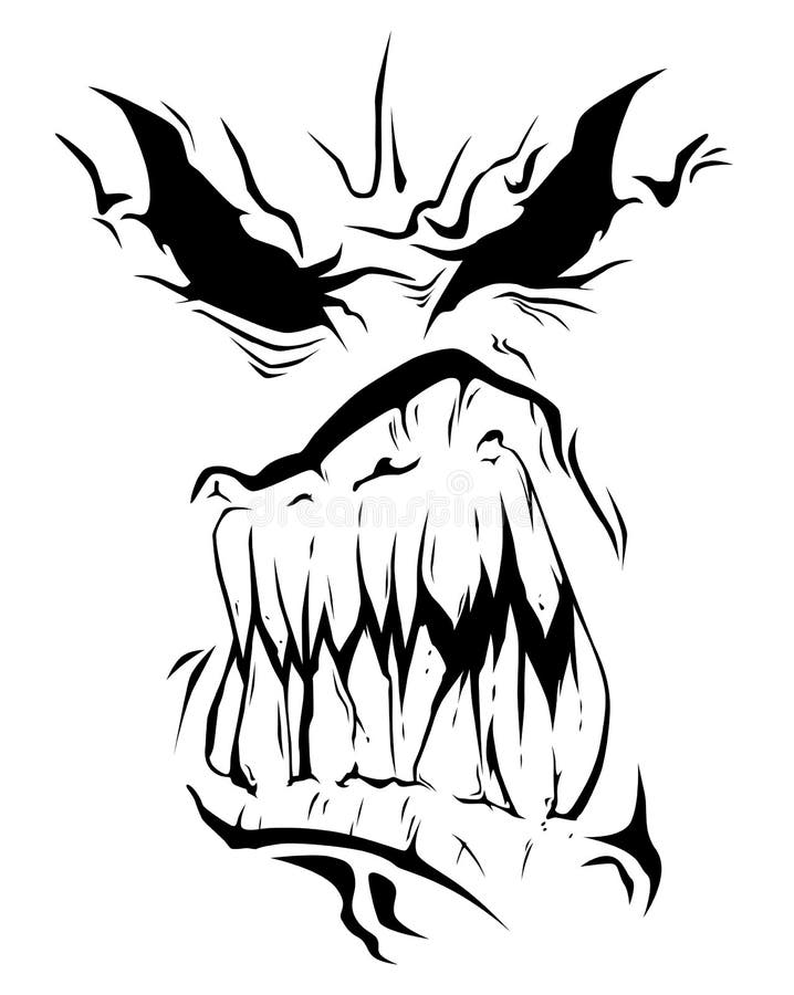 Monster face silhouette stock vector. Illustration of monochrome ...