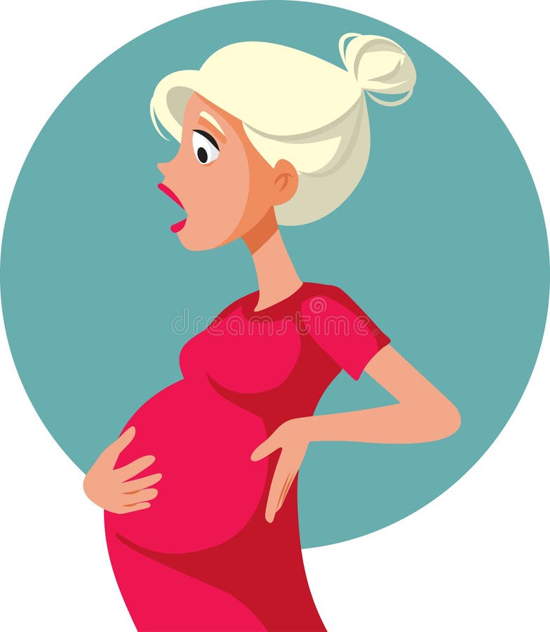 Surprised Pregnant Woman Holding Her Belly Vector Character Stock ...