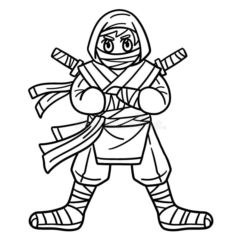 Ninja with Ninjato Isolated Coloring Page for Kids Stock Vector ...