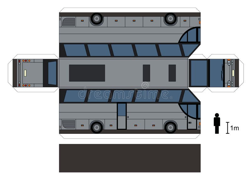 Pappers- Modell Av En Stor Buss Vektor Illustrationer - Illustration av ...