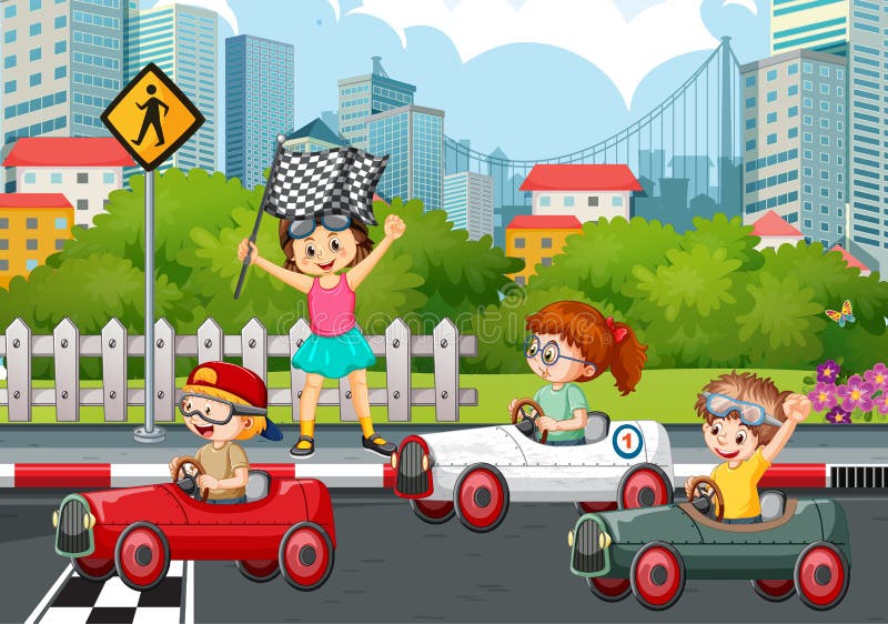 Kids Racing Park Stock Illustrations – 144 Kids Racing Park Stock ...