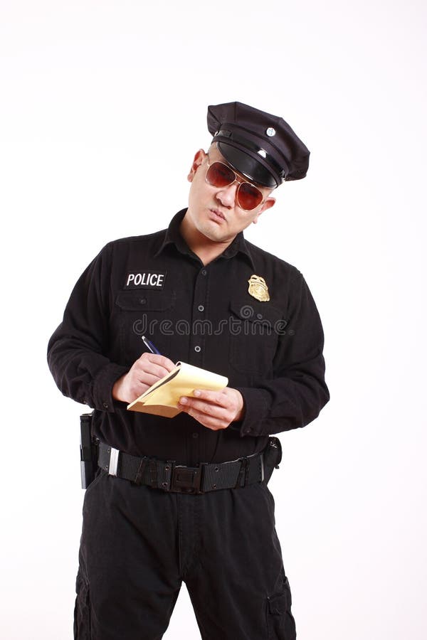 Police Officer Writing Citation Stock Image - Image of male, badge ...